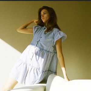 Free People Blue and White Striped Starfish Mini Dress